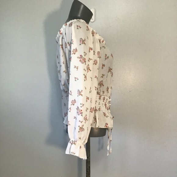 No Comment Off Shoulder Floral Pattern Top with Smocked Waist Size XL - Picture 3 of 10